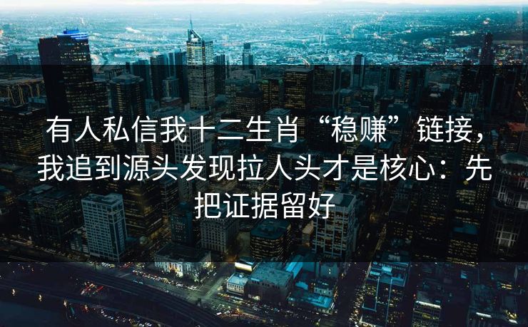 有人私信我十二生肖“稳赚”链接，我追到源头发现拉人头才是核心：先把证据留好