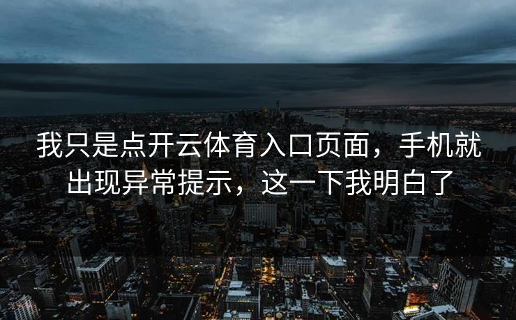 我只是点开云体育入口页面，手机就出现异常提示，这一下我明白了
