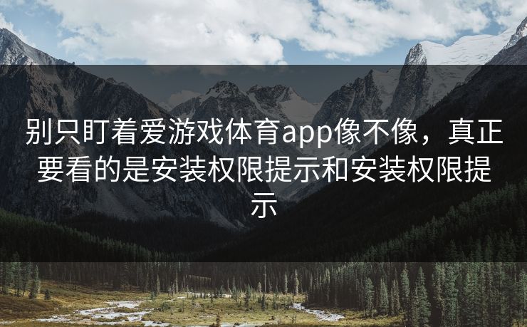 别只盯着爱游戏体育app像不像，真正要看的是安装权限提示和安装权限提示