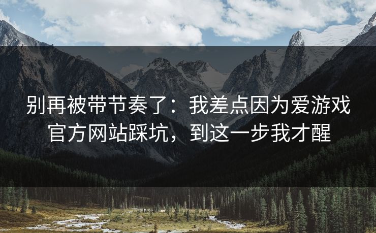 别再被带节奏了：我差点因为爱游戏官方网站踩坑，到这一步我才醒