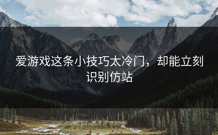 爱游戏这条小技巧太冷门，却能立刻识别仿站